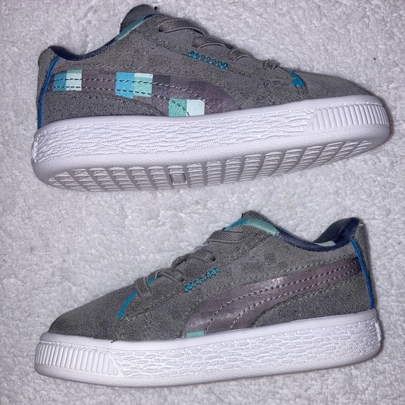 Puma Suede Minecraft Ac Inf Boys Grey Sneakers Casual Shoes 38448702 size 7c - Picture 3 of 8